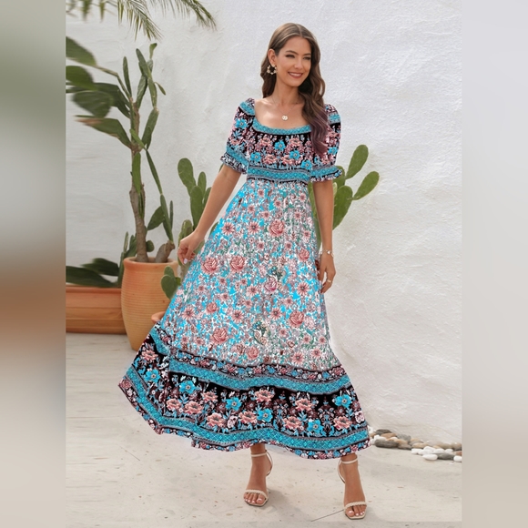 Floral Flounce Sleeve Midi Dress  SALE 20% OFF!! - Picture 2 of 3